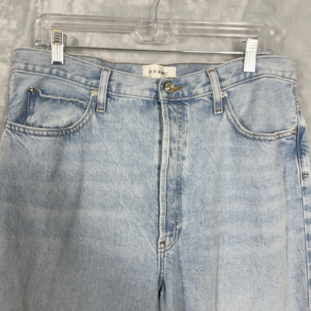 FRAME Womens Le Low Baggy Wide Leg Jeans Ettie Grind Light Wash 30 Button Fly - Picture 3 of 10